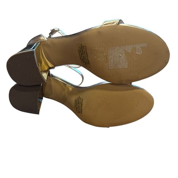 Revolve H by Halston Rose Gold and Silver Practical Block Heel Sandals NWOT - Picture 9 of 12